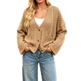 thumbnail image 4 of Lixiuxyad ‌Women's Oversized Cable Knit Cardigan Sweater V-Neck Button-Up‌ Sweater with Pockets,Yellow, 4 of 6