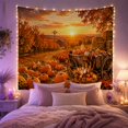 thumbnail image 2 of Autumn Sunset Orchard Pumpkins and Rustic Wagon Cozy Farmhouse for Home Decor Enthusiasts Harvest Seasonal Art Thanksgiving Gift Tapestry Wall Hanging for Living Room and Bedroom, 2 of 7