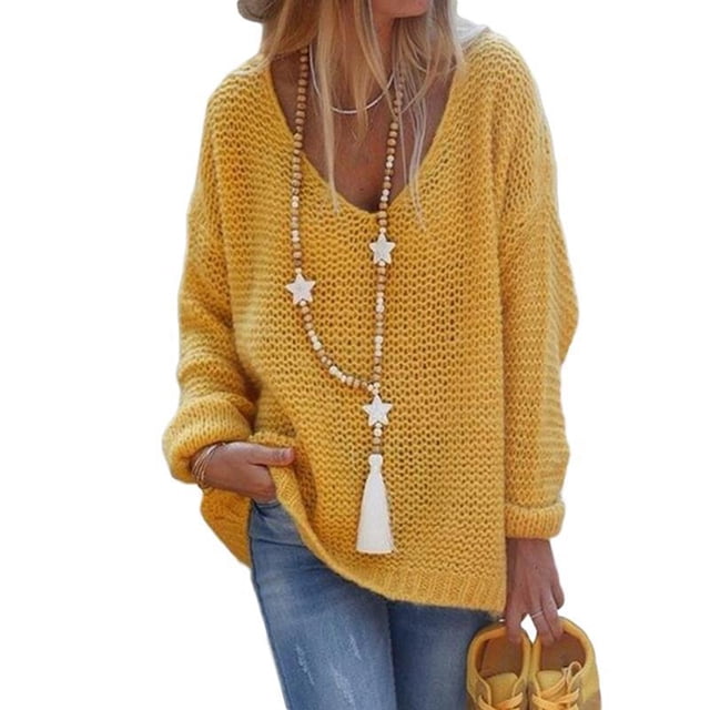 Pull d'Automne Tendance Confortable Haut Tricoté Décontracté Coupe Ample pour Femmes Pull d'Automne Tout-Aller