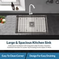 thumbnail image 6 of Strictly Sinks 32 Inch Undermount Single Bowl Kitchen Sink – Silver Designer Shelf Accessory 16 Gauge Stainless Steel – Scratch & Stain Resistant Bottom Grid & Single Strainer Square Drain, 6 of 8