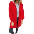 thumbnail image 2 of Cárdigan de Punto para Mujer, Abrigo de Abrigo Extragrande con Capucha y Abertura Frontal Rojo XXL, 2 of 8