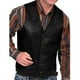 thumbnail image 2 of Chaleco de cuero sintético vaquero de moda de otoño para hombre, 2 of 3