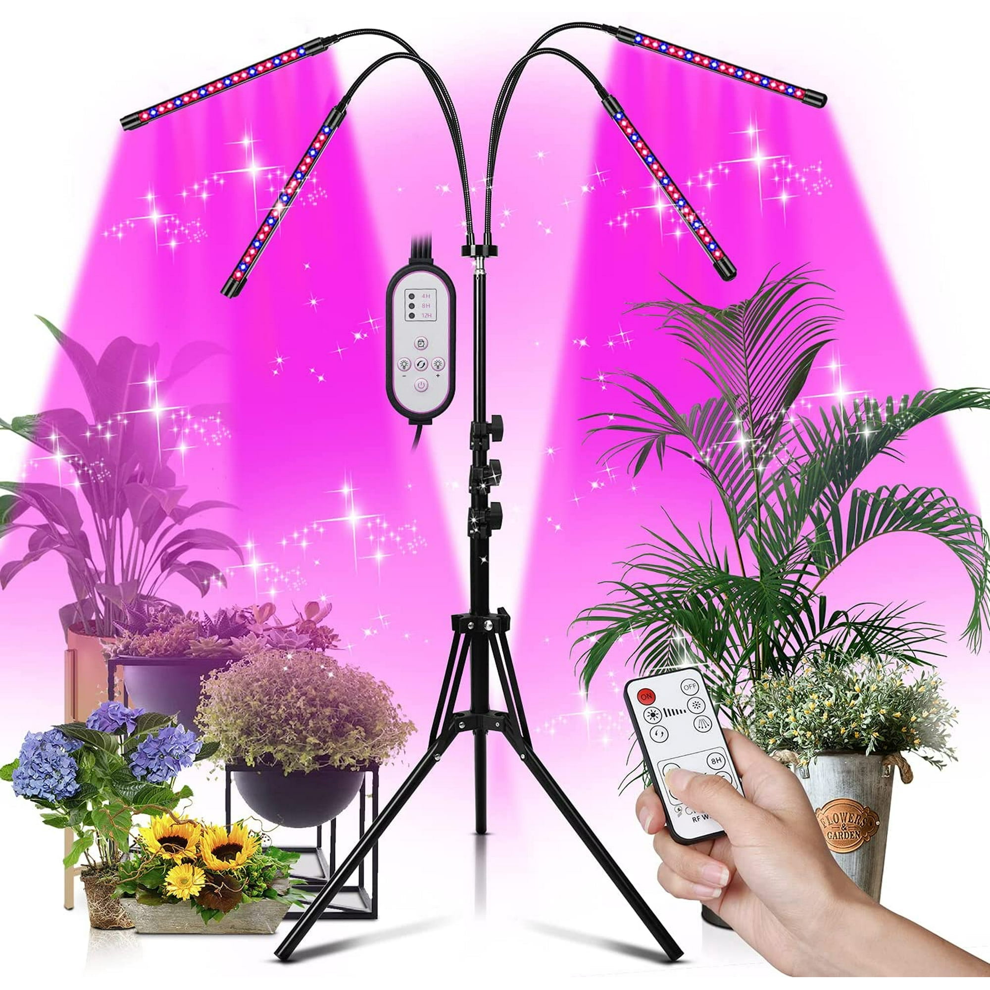 Lampe LED Croissance Double Tête – Spectre Complet, Minuteur 3/6/9/12H, 3 Modes + 5 Intensités, Parfaite Pour Plantes D’Intérieur