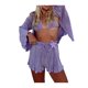 thumbnail image 2 of VISgogo Conjunto de ropa informal para mujer Sujetador de camisa de manga larga con textura fruncida de color sólido con pantalones cortos de cintura elástica VISgogo moda, 2 of 8