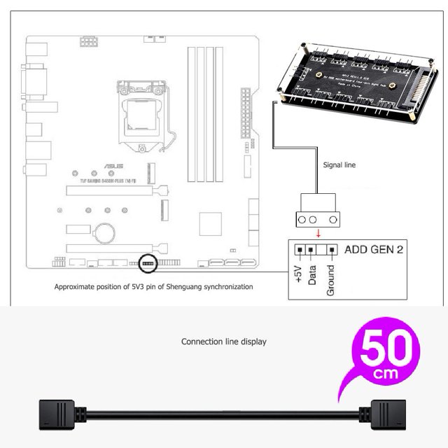 10 puertos RGB Fan HUB PC Desktop SATA Power 5V 3PIN ARGB Extension Splitter