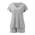 thumbnail image 6 of ibiyuan Short Sets for Women 2 Piece Outfits Summer Loose Lounge Set Ribbed Textured Knit Short Sleeve, 6 of 7