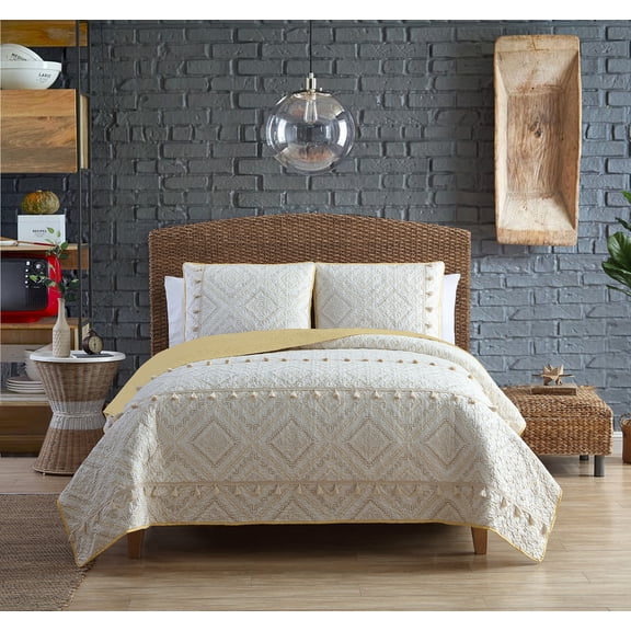 Design Studio Skye Tribal Gold Soft Microfiber Quilt Set with Tassels