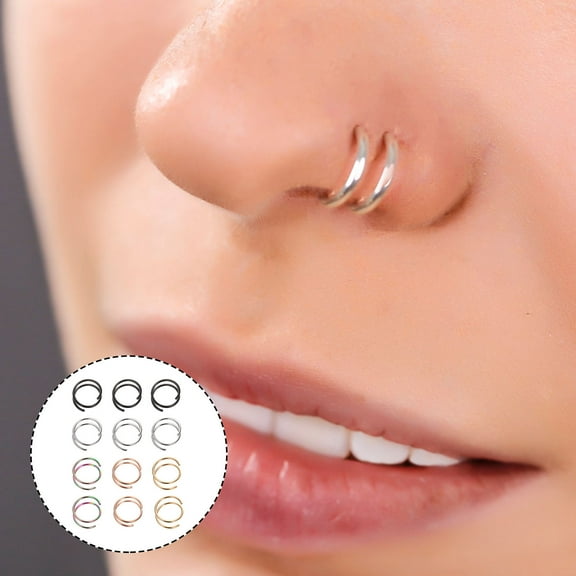 GAXIRE 12Pcs Spiral Nose Rings Hoops Multi Color Nose Piercing Jewelry Lightweight Smooth Anti Rust
