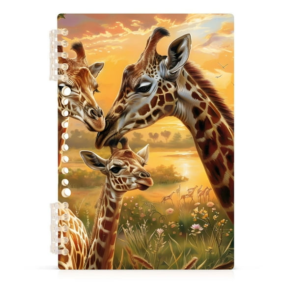 Giraffes on Grassland Spiral Journal Notebook College Ruled Notebook 8.3" x 5.7" A5 Lined Thick Paper Page