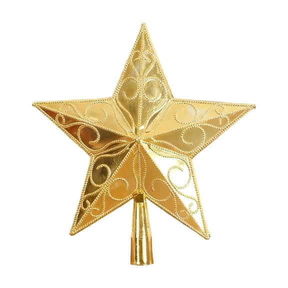 Christmas Decorations Tree Topper Star 6 Inch Exquisite Pattern Tree Top Star Ornament Electroplated Finish Holiday Christmas Tree Decor