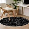 thumbnail image 5 of Abstract Style Washable Area Rug&nbsp;3 ft Black Modern Simple Character Line Soft Round&nbsp;Rugs for Living Room, Non Slip Carpet for Bedroom&nbsp;Entryway Dining Room, 5 of 9