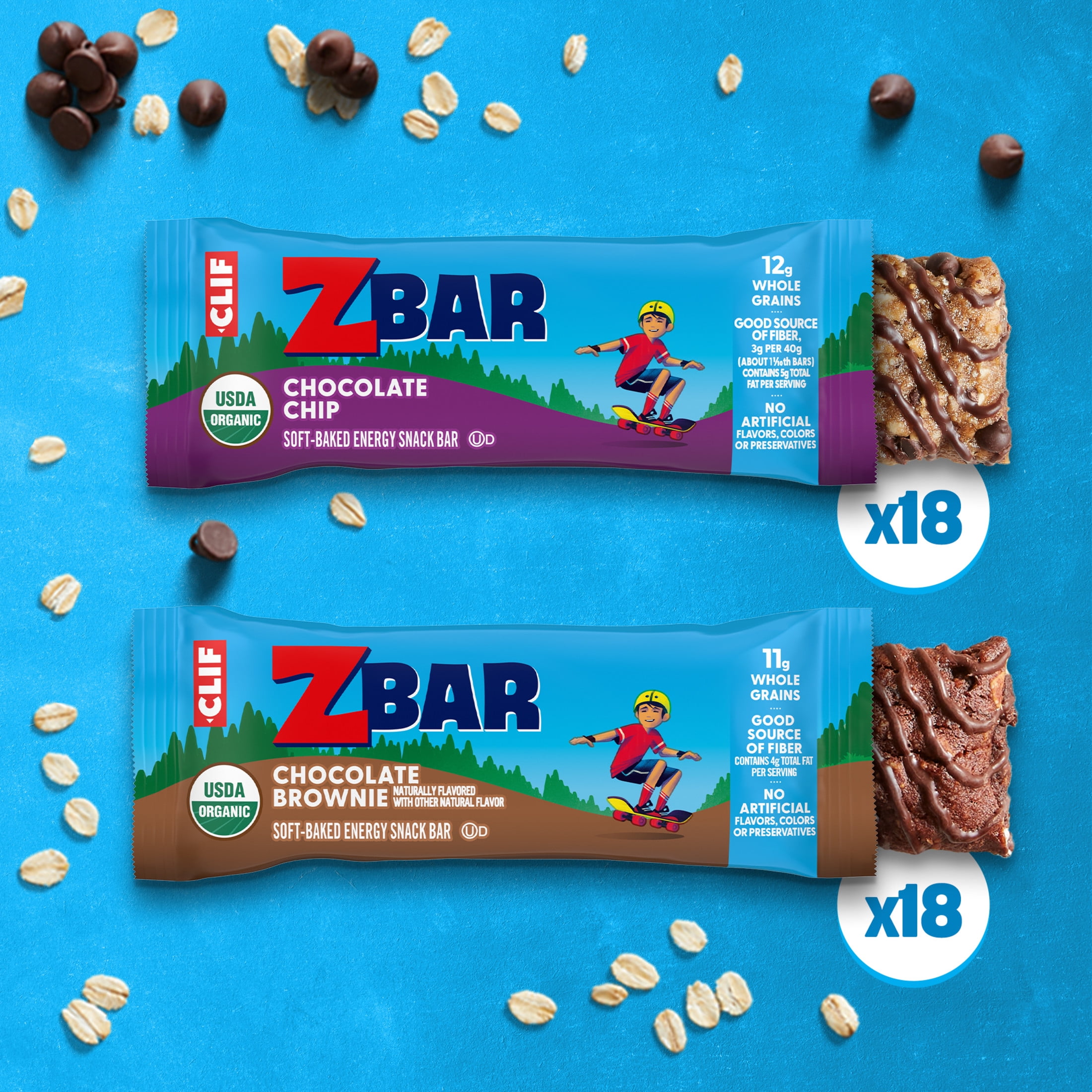 Zbar Soft-Baked Energy Snack Bars Variety Pack, 2 Flavors, Organic Granola Bars, Snacks for Kids, 36ct