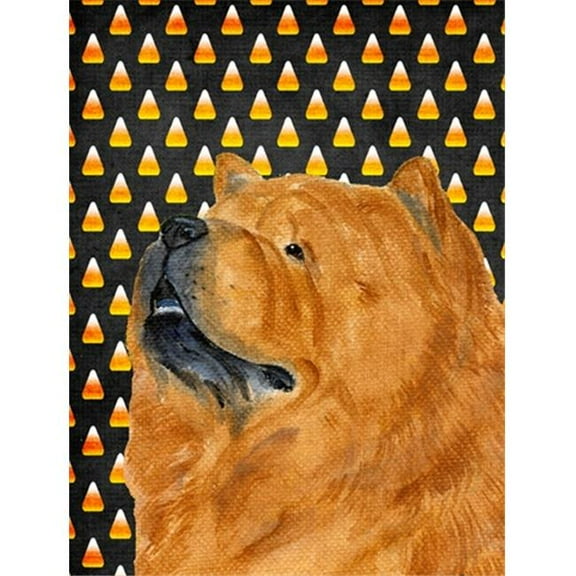 Chow Chow Candy Corn Halloween Portrait Flag - Garden Size, 11 x 15 in.