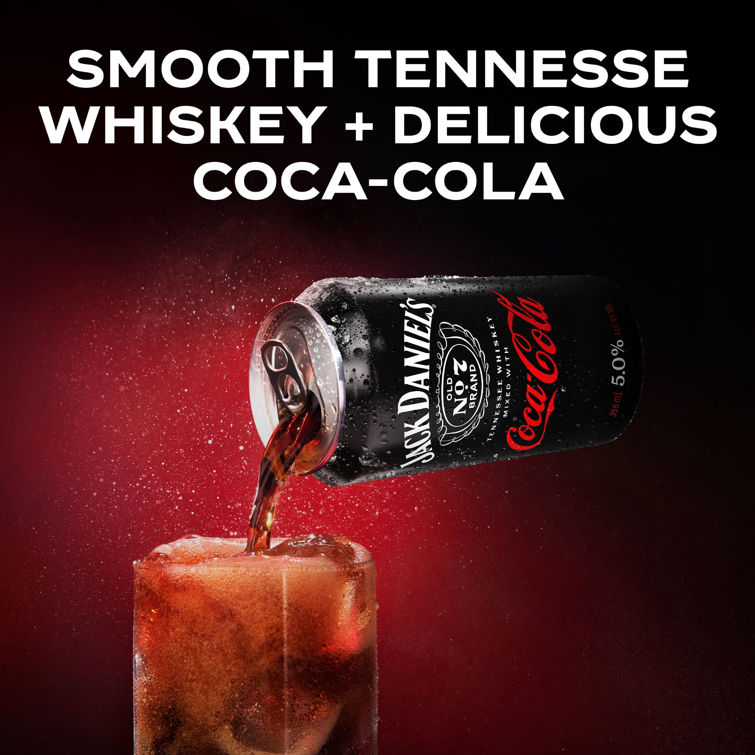 Jack Daniel's Tennessee Whiskey and Coca-Cola Ready to Drink Canned Cocktail, 4 Pack, 355 ml Cans, 5% ABV