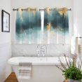thumbnail image 3 of Modern Teal Gold Kitchen Curtains Short 54 Inch Length, Abstract Geometric Lines Grommet Top Bedroom Living Room Curtains, Light Filtering Cafe Curtain Drapes 2 Panels Set 84''x54'', 3 of 9