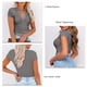 thumbnail image 5 of Camisa corta para mujer, manga corta, cuello en V, ajuste de cintura, verano, informal, ajustada, camiseta corta, Tops para viajes, al aire libre, trabajo en casa, 5 of 6