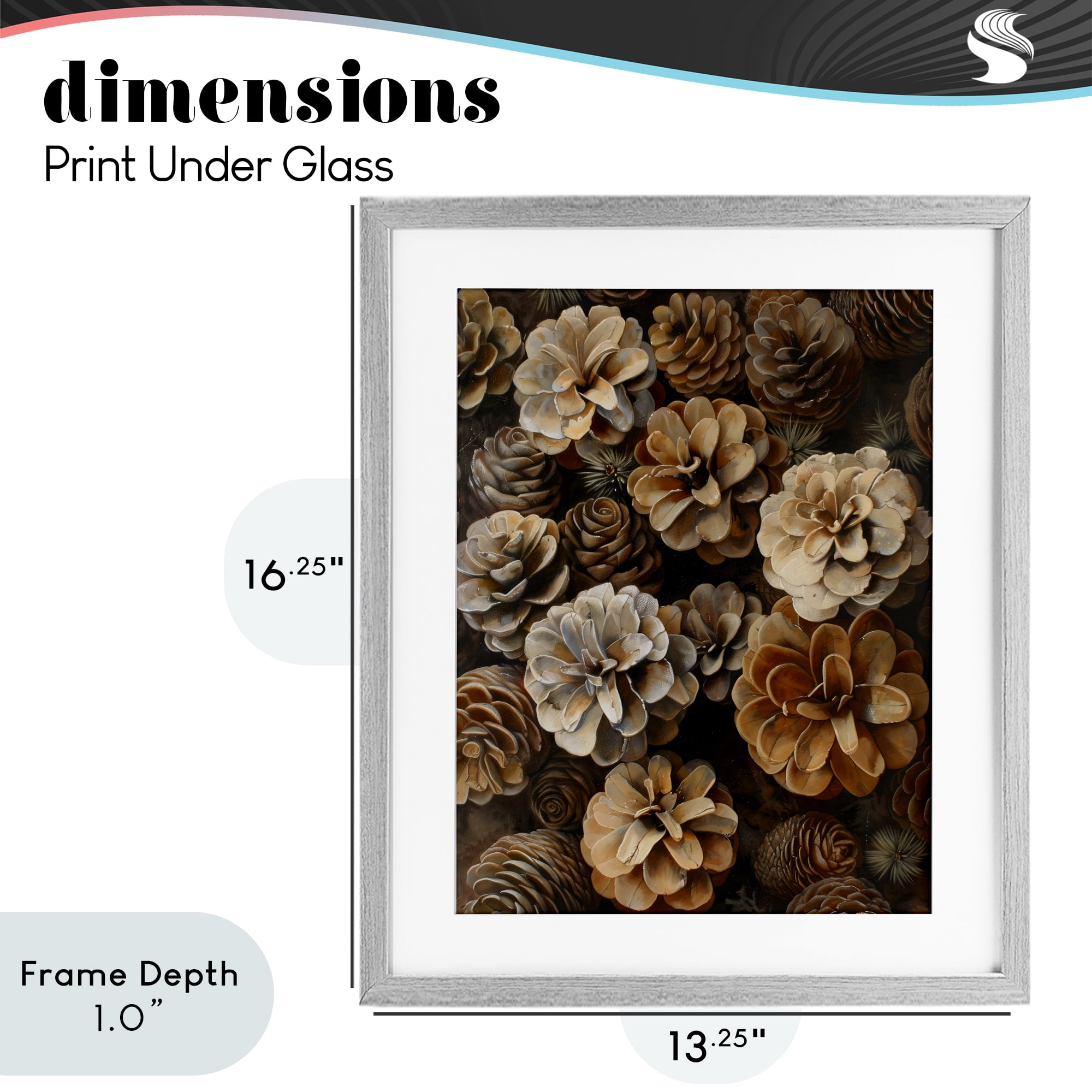 Stupell Industries Pinecone Arrangement Rustic Botanicals Gray Framed Print Under Glass, design by Creative Studio