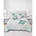 thumbnail image 2 of Quilts Full Size Bedding Set, Teal Turtles Coastal Lightweight Quilted Comforter, Summer Ocean Sea Watercolor Soft Reversible Bedspread Coverlet with Pillow Covers for All Season, 78" x 90", 2 of 7