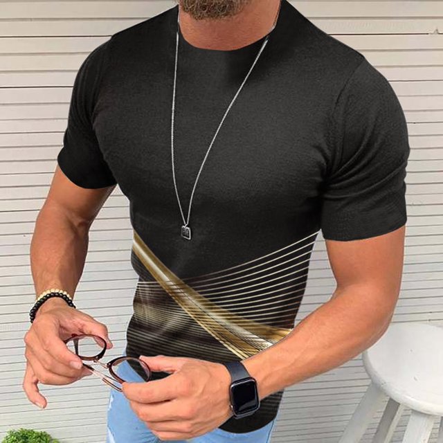 LSLJS Casual Men's Geometry Print T Shirt Tee Graphic Tee Outdoor Daily Vacation Short Sleeve Crew Neck Shirt Spring Fall Clothing Apparel, Men's Athletic Shirts & Tees Gifts for Men