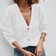 thumbnail image 1 of Suéter de mujer, color liso, cárdigan de invierno, cuello en V, suéter de masa trenzada, abrigo base de punto, suéter de mujer, top de poliéster, 1 of 6