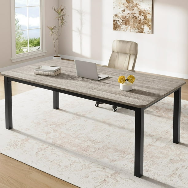 Yeshouse Mesa de comedor Industrial para 6-8 personas, mesa de cocina de madera de 78,7 "de largo con estructura de Metal resistente
