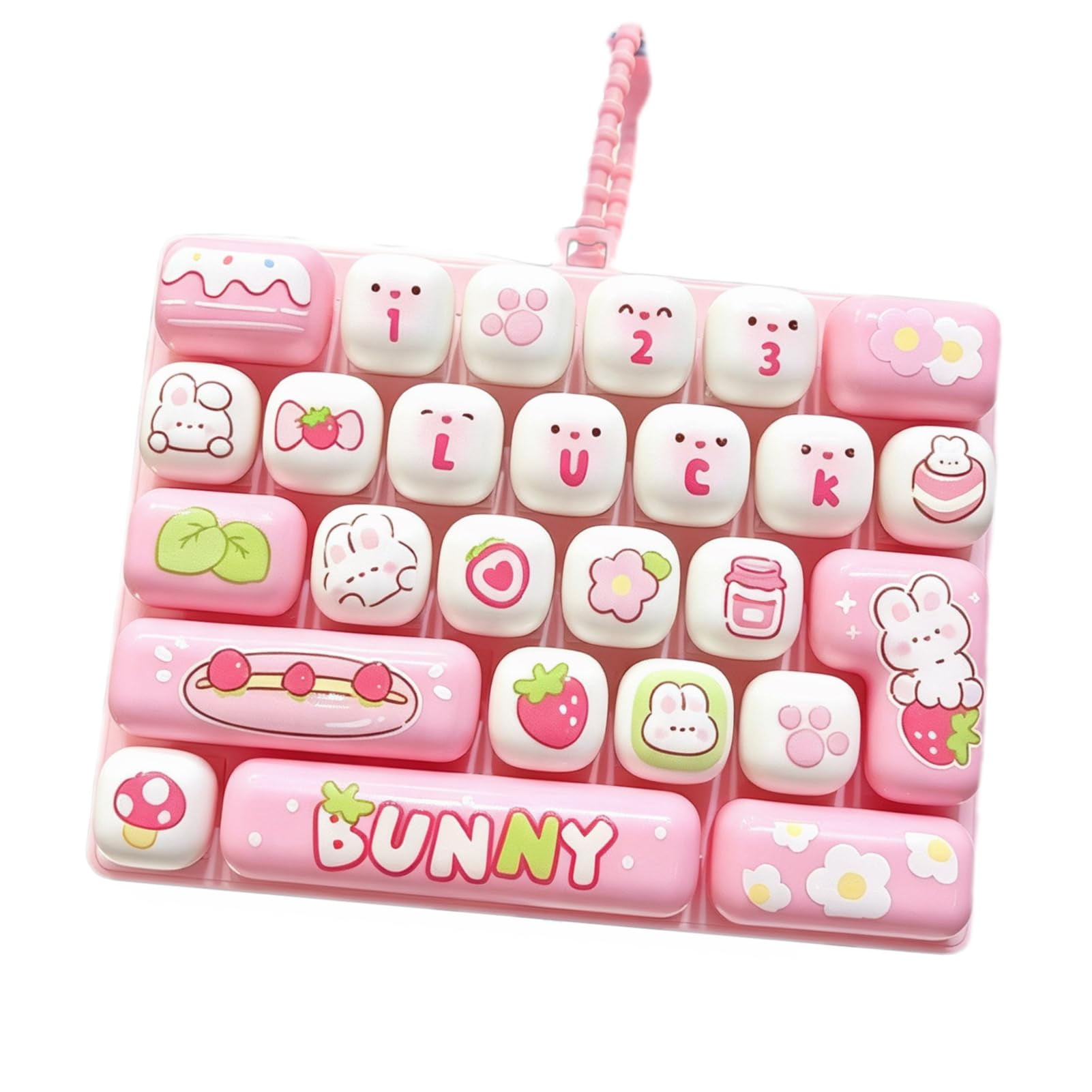 26-Key Keyboard Fidget Toy, Silent Clicky Keyboard Keychain, Tactile Stress Relief Desk Gadget for Office, Study and Travel