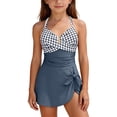 thumbnail image 2 of Odeerbi 7-16 Years Kids Teen Girls One-Piece Swim Dress Summer Tie Knot Swimdress Cute Swimsuit, 2 of 9