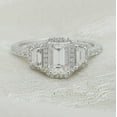 thumbnail image 2 of HeartsAndYou 2.5ct Emerald Cut Moissanite Halo Ring 18k White Gold over Silver with Round Accents, 2 of 9