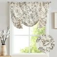 thumbnail image 2 of Corbata Valance Jinchan de lino con estampado floral, 45 cm, negro sobre beige, 2 of 9