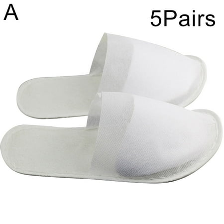 

WindC 5Pairs Disposable Solid Color Closed Toe Non-Slip Flat Shoes Travel Slippers