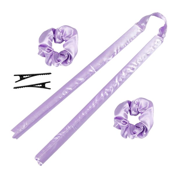 Diadema con varilla rizadora sin calor para mujer, cinta sin calor para rizar con pinzas para el cabello y Scrunchie, rizos para dormir, rodillos para , púrpura Sunnimix Barra de curling