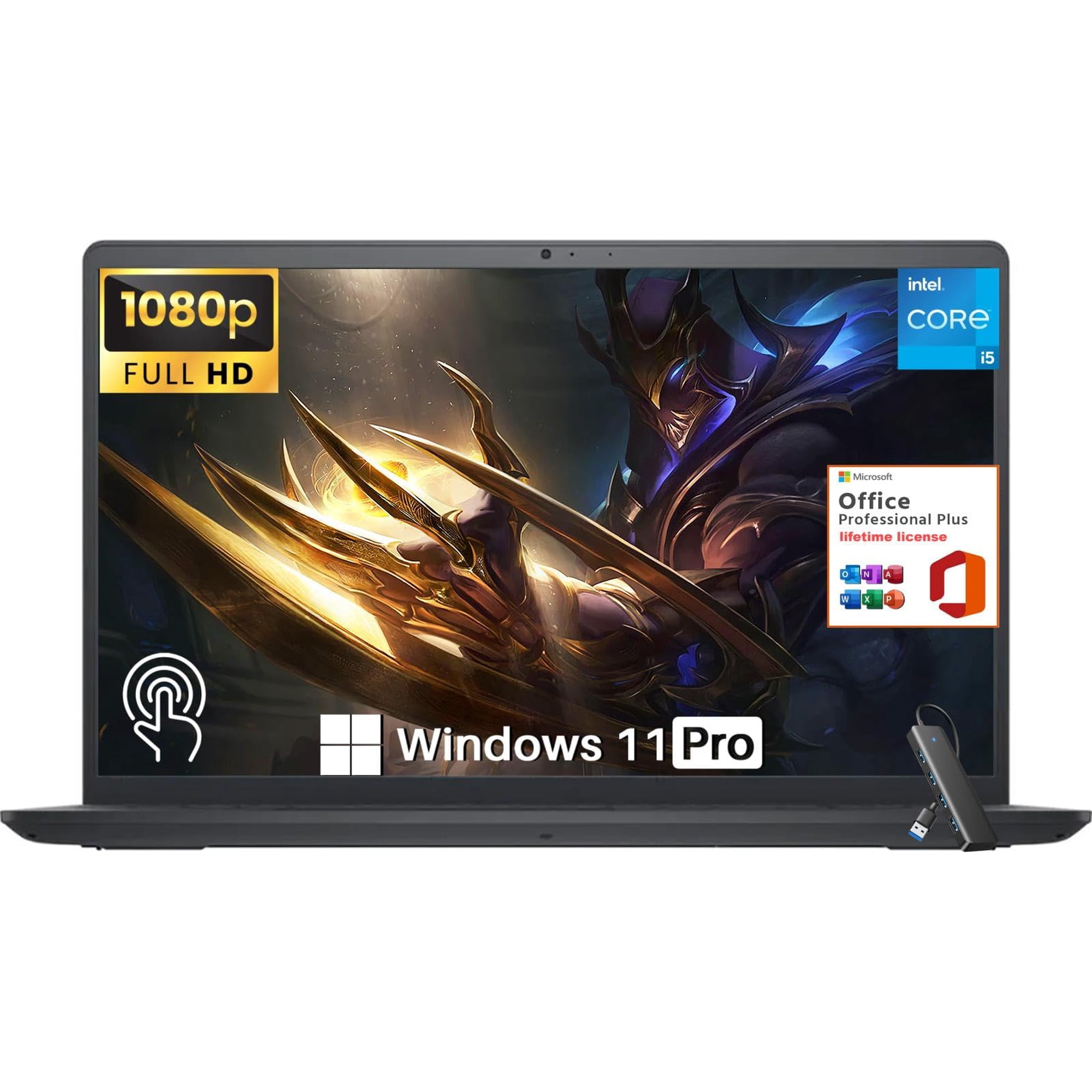 Dell Inspiron 15 Touchscreen Laptop Computer, Office Lifetime Office & Win 11 Pro, 15.6" FHD Display, Intel 10-Core i5-1235U, 16GB RAM, 512GB SSD, Intel UHD Graphics, SD Card Reader, HDMI