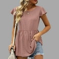 thumbnail image 2 of Giftesty Womens Tops 2023 Womens Casual Solid Color Round Neck Short Sleeve Tops Blouses, 2 of 6