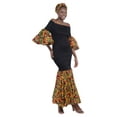 thumbnail image 2 of Women's Long African Dress Ankara Print | Cotton Clothing Smoked Fish Tail Mermaid with Matching Headwrap, Fade Resistant Elastic Smoked Bodice Kente Afrocentric Dress, 2 of 4