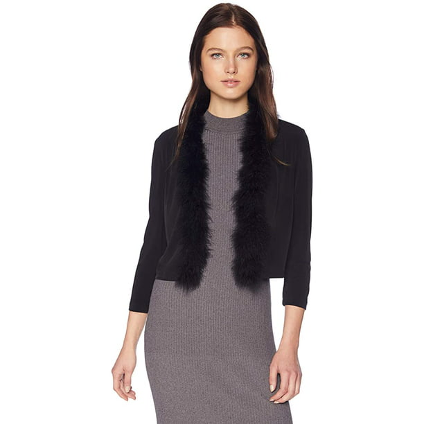 Calvin Klein Womens Faux Fur Trim Shrug - Walmart.com