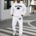 thumbnail image 2 of sususu Mens Suits Regular Fit 2 Piece,Stylish Men's Letter Graphic Hooded Sweatshirt with Comfortable Jogger Pants Casual Two Piece Set for Everyday Wear - White, 2 of 5