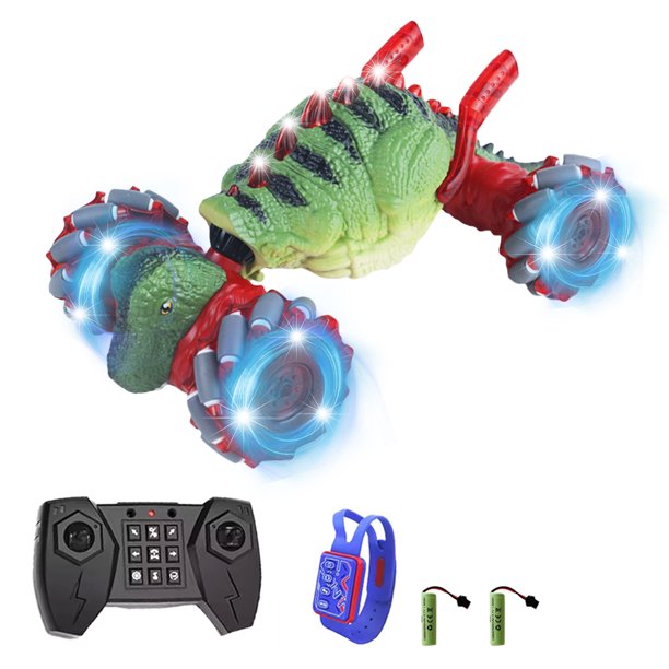 Coche de acrobacias con control remoto para niños, 4WD Coche de control remoto con detección de gestos Coche de juguete giratorio 2.4G con luces Música 2 baterías, regalos para niños y niñas