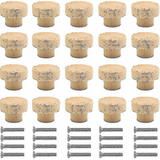 20 Pieces Wood Cabinet Handles Round Natural Wood Knobs Wood Cabinet Knob Wood Door Knob Drawer Knob Suitable For Cabinet Drawers Cabinets Dressings K