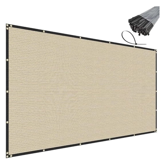 5' x 40' Beige Privacy Fence Screen Heavy Duty Windscreen Mesh Fencing Shade Fabric with Brass Grommets for Outdoor Fence Garden Patio Swimming Pool