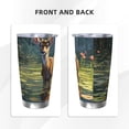 thumbnail image 3 of Fotbe Peaceful Deer Lily Pond Pattern 20 oz Tumbler Stainless Steel Vacuum Insulated Coffee Ice Cup Double Wall Travel Flask Leak-proof Coffee Cup-Straw Three-piece Set, 3 of 8