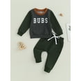 thumbnail image 2 of Hirigin Toddler Baby Boy Fall Winter Outfits Letter Crewneck Sweatshirt Casual Pants 2Pcs Clothes Set, 2 of 8