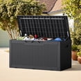 thumbnail image 3 of Outdoor Storage Box 100 Gallon Storage Bin with Lid for Patio Furniture, Garden Tools, Pool Supplies, Lockable, Waterproof and UV Resistant, Black, 3 of 7