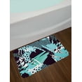 thumbnail image 2 of Abstract Bath Mat, Retro 90s Style Negative Exposure Effect Expressive Ink Pattern, Plush Bathroom Decor Mat with Non Slip Backing, 29.5" X 17.5", Pale Blue Aqua, by Ambesonne, 2 of 2