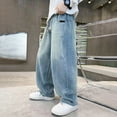 thumbnail image 5 of UYYX Boys Jeans Boys Jeans Size 14 Boys Baggy Jeans For Kids Teen Casual Straight Wide Leg Cargo Jeans Y2K Elastic Waist Denim Pants With Pockets 13-14 Years, 5 of 9