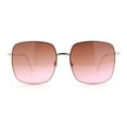 thumbnail image 3 of Womens Rectangle Exposed Lens Edge Thin Metal Rim Designer Fashion Sunglasses Gold - Pink, 3 of 8