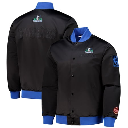 Men s Mitchell & Ness Black Minnesota Timberwolves Hardwood Classics Team OG 3.0 Lightweight Satin Full-Snap Jacket Men s Mitchell & Ness Black Minnesota Timberwolves Hardwood Classics Team OG 3.0 Lightweight Satin Full-Snap Jacket