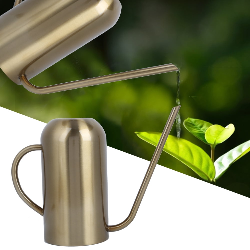 Suodoka 1.5L Gold Stainless Steel Watering Can with Long Spout (1.5 Liters / 50.7 oz) Elegant Garden Watering Pot for Indoor Outdoor Plants Home Irrigation Tool