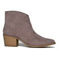 thumbnail image 2 of Faux Suede Upper Pointy Toe-Zipper Closure Wooden Chunkey Stacked Heel-Western Bootie 10, 2 of 4
