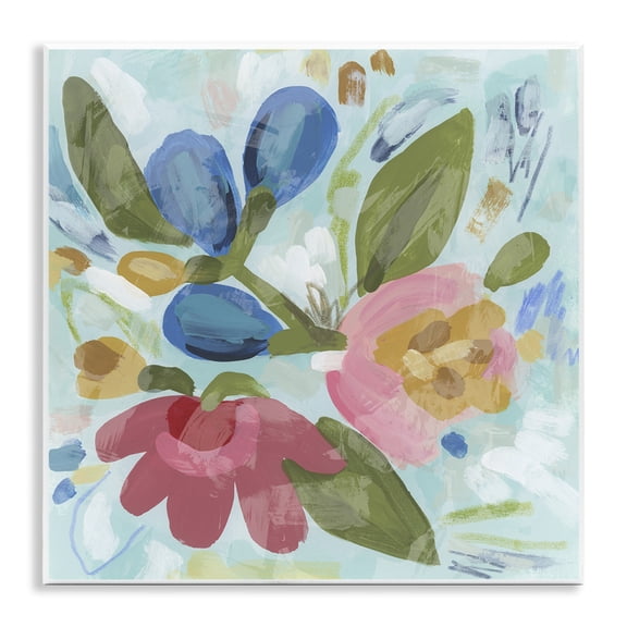 Stupell Industries Bright Boho Flowers Floral Painting Unframed Art Print Wall Art, 12 x 12