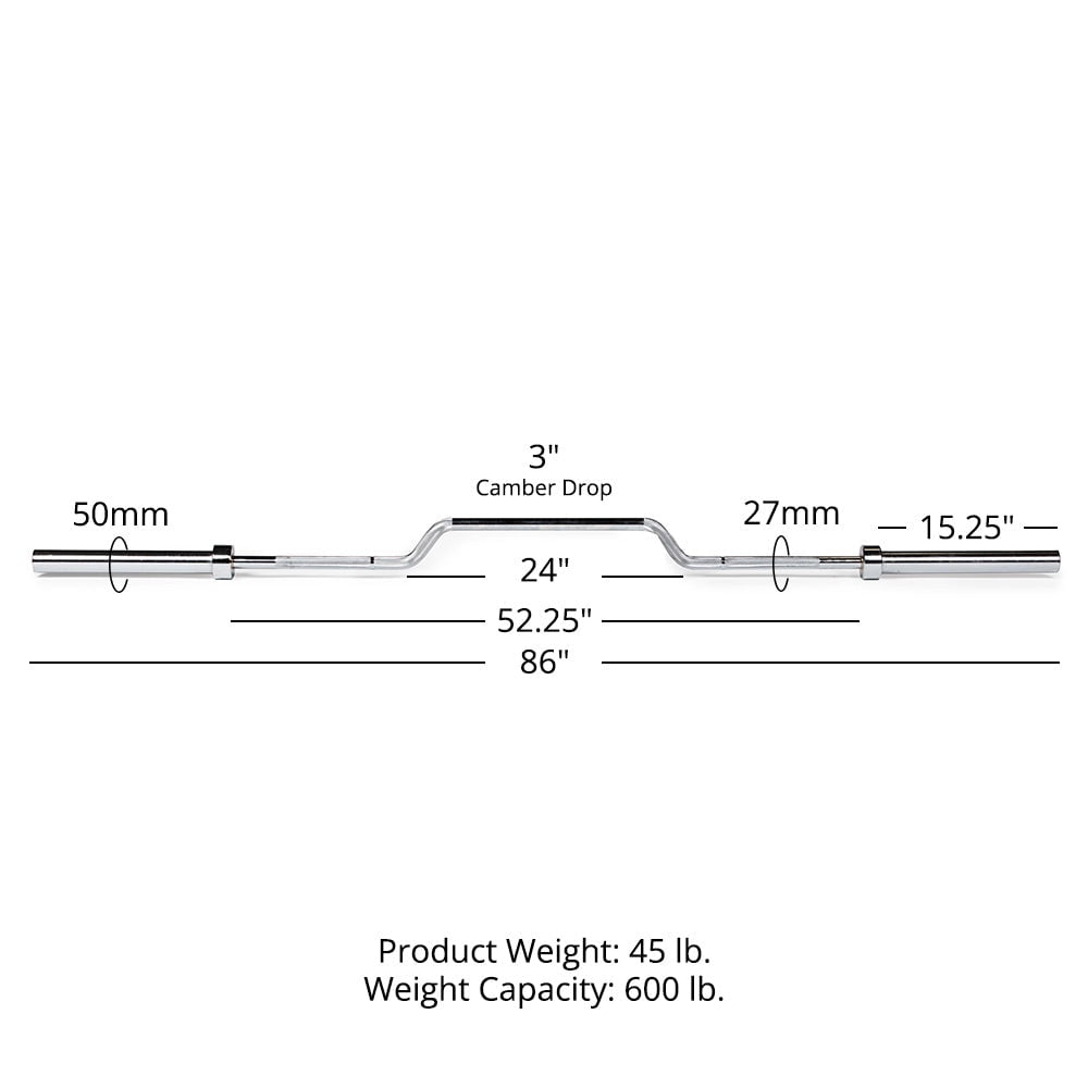 Titan Fitness Cambered Bench Press and Rowing Bar, 3" Camber Drop, 600 LB Capacity, 28mm Shaft
